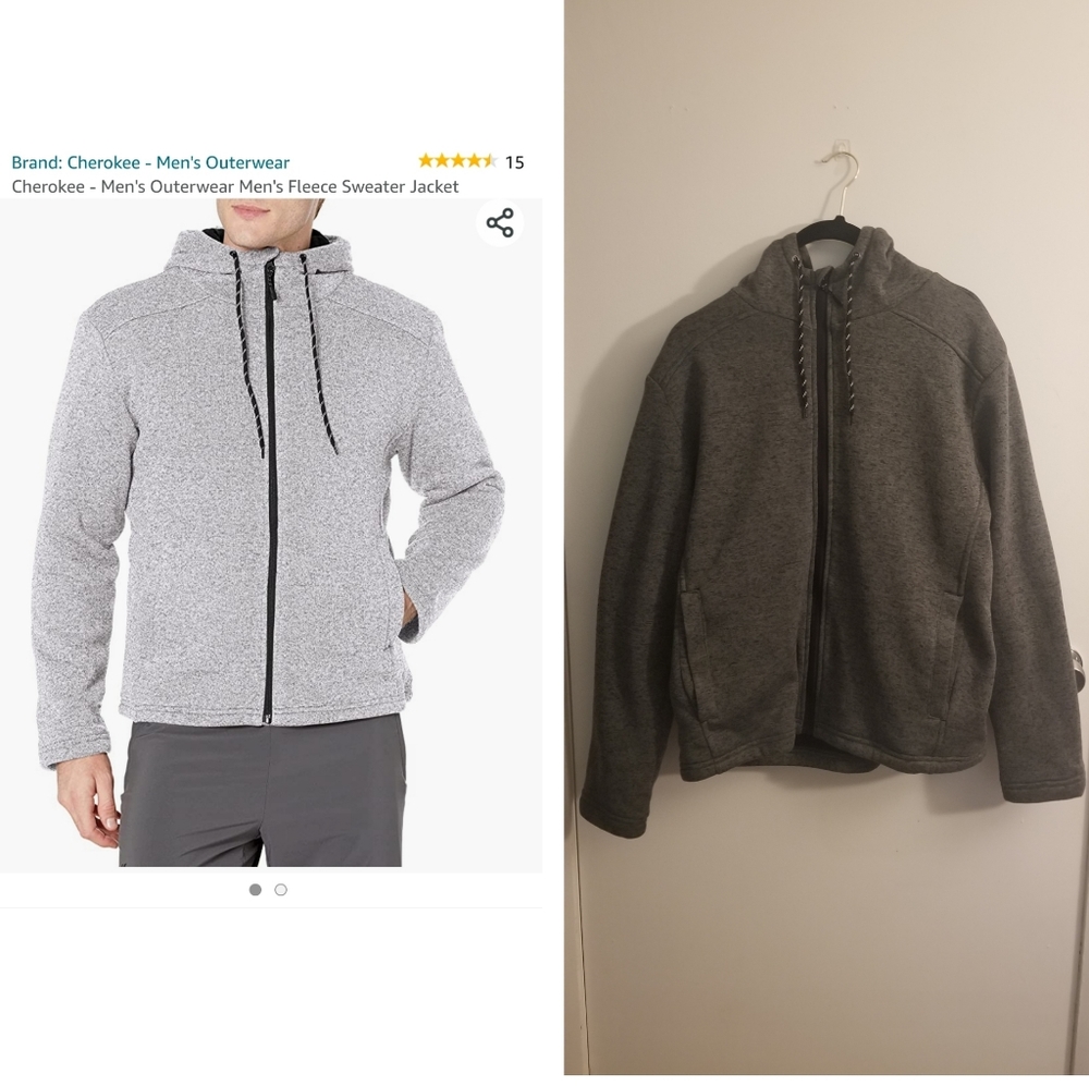 Dark Gray Cherokee Fleece Sweater Jacket